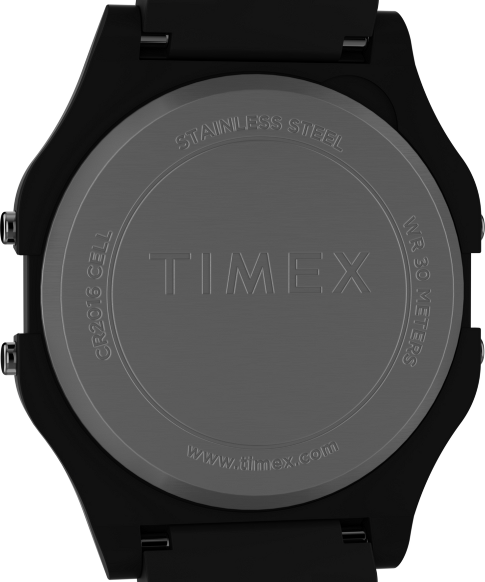TW2V20000 Timex 80 36mm Glossy Black Resin Bracelet Watch Caseback Image
