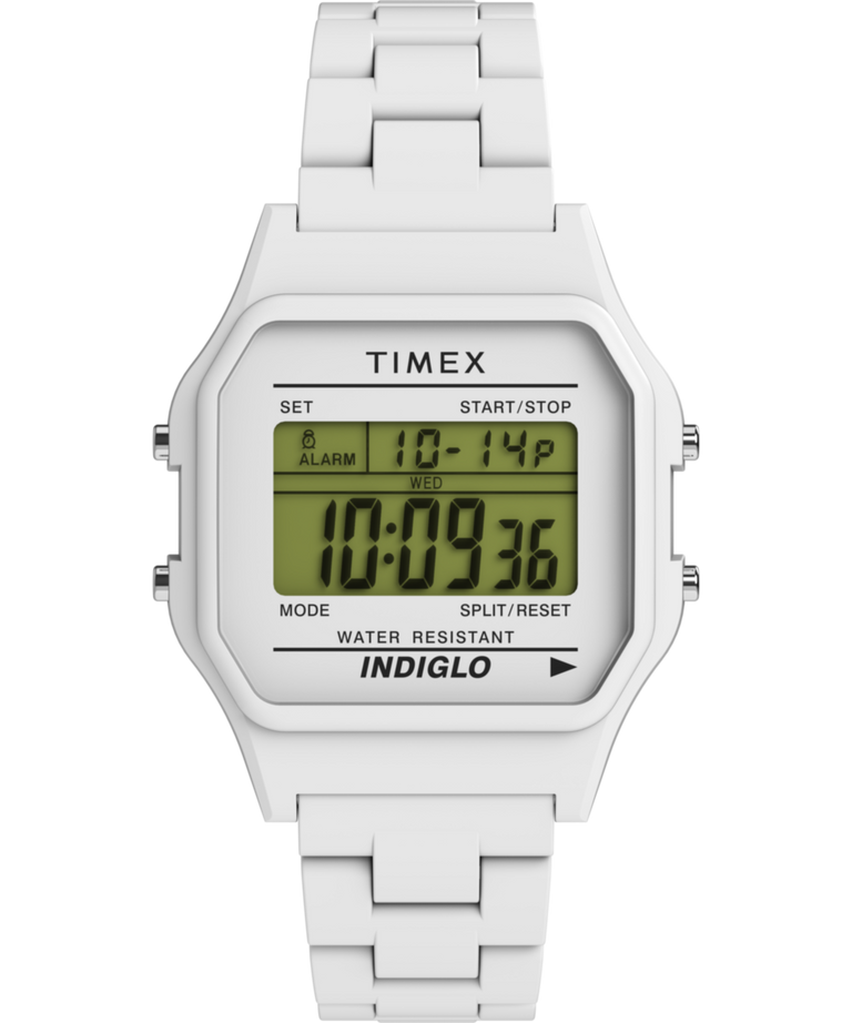TW2V20100 Reloj Timex 80 de 36 mm con correa de resina blanca brillante. Imagen principal