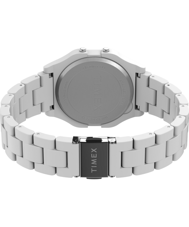 TW2V20100 Timex 80 36mm Glossy White Resin Bracelet Watch Caseback with Attachment Image
