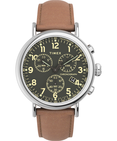 TW2V27500 Timex Standard Chronograph 41mm Leather Strap Watch Primary Image
