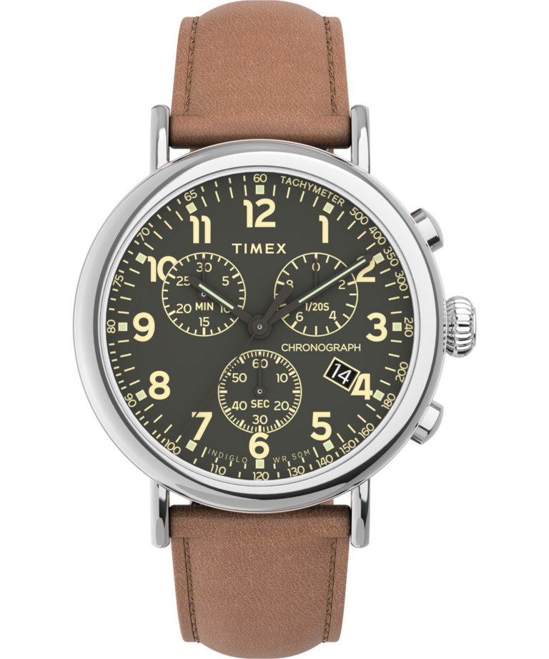 TW2V27500 Timex Standard Chronograph 41mm Leather Strap Watch Primary Image