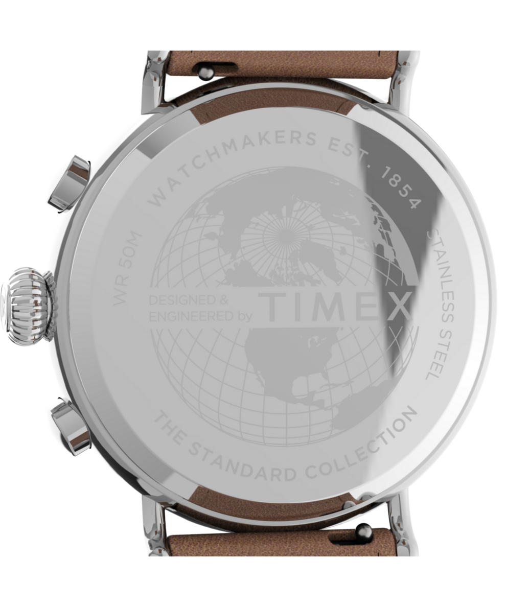 TW2V27500 Timex Standard Chronograph 41mm Leather Strap Watch Caseback Image