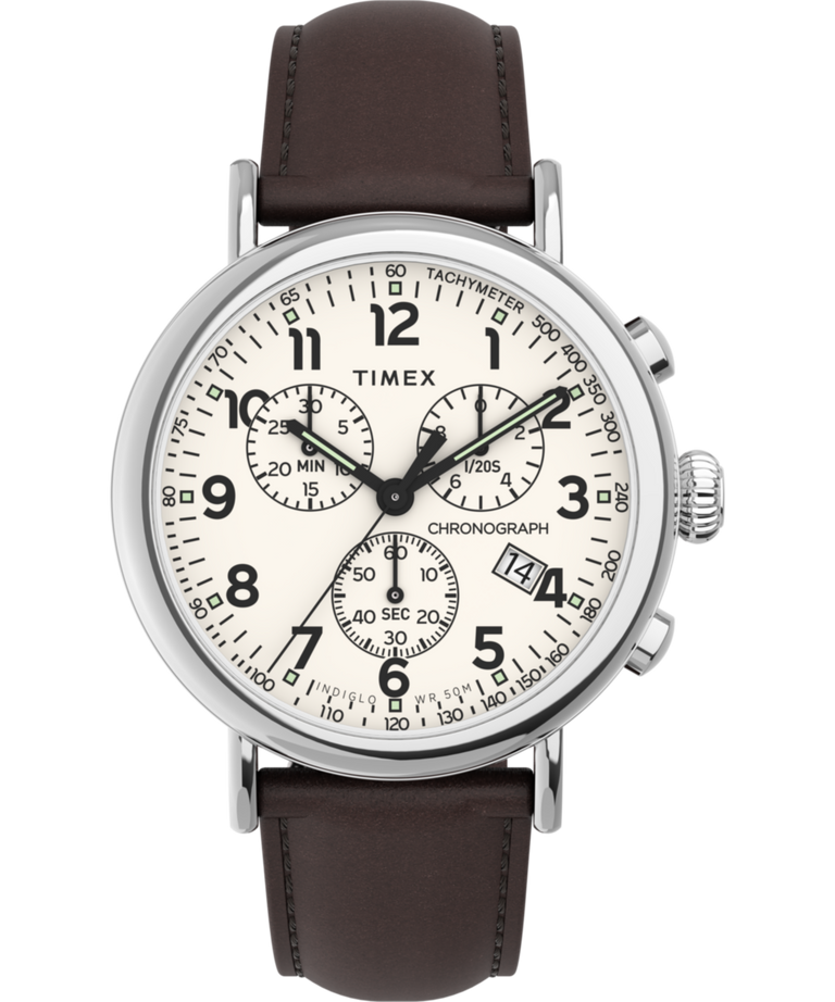 TW2V27600 Timex Standard Chronograph 41mm Leather Strap Watch Primary Image