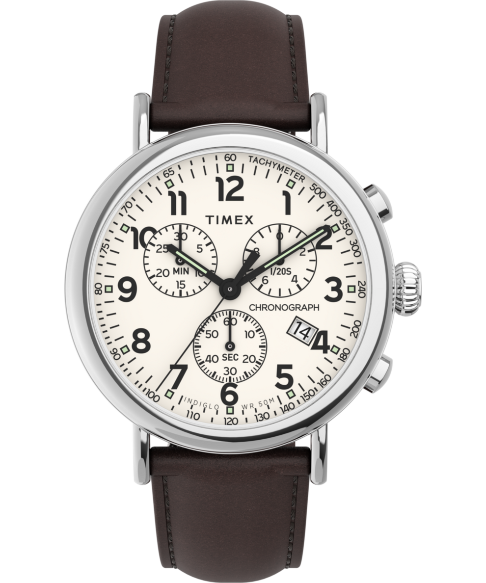 TW2V27600 Timex Standard Chronograph 41mm Leather Strap Watch Primary Image