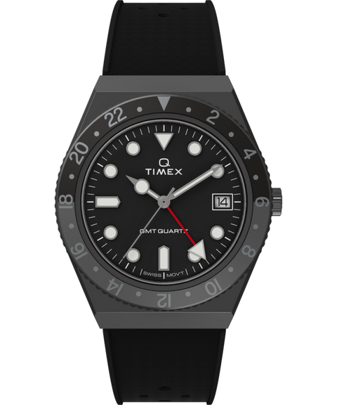 【美品】Q TIMEX GMT タイメックス TW2V38200 レア 稼働中 Q Timex GMT 38mm Synthetic Rubber Strap Watch - TW2V38200