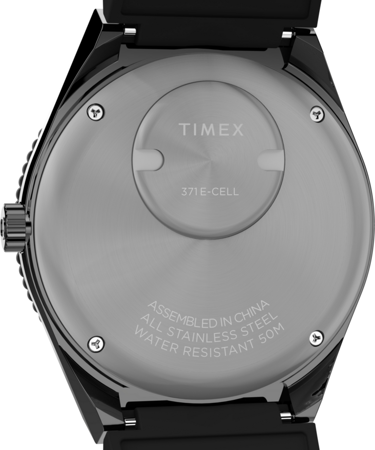 TW2V38200 Q Timex GMT 38mm Synthetic Rubber Strap Watch Caseback Image