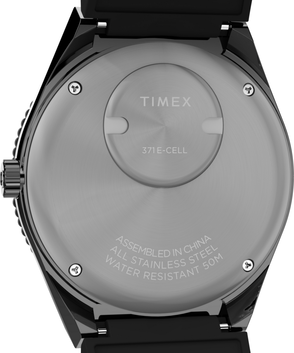 TW2V38200 Q Timex GMT 38mm Synthetic Rubber Strap Watch Caseback Image