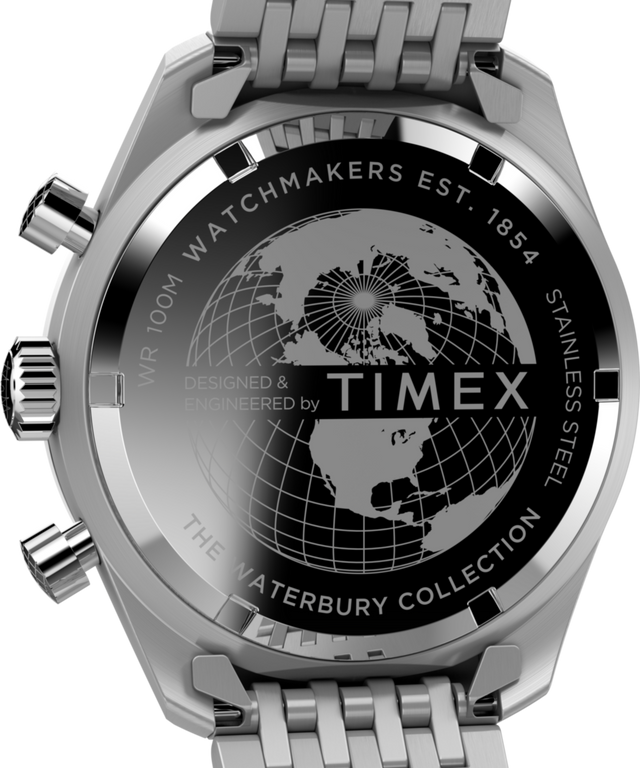 TW2V42400 Waterbury Cronógrafo de 41 mm con brazalete de acero inoxidable: imagen del fondo de la caja del reloj