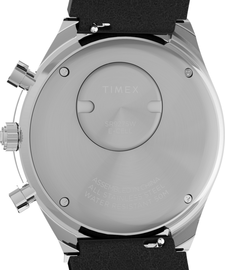 TW2V42700 Q: Imagen del fondo de la caja del reloj Timex Chronograph de 40 mm con correa de piel