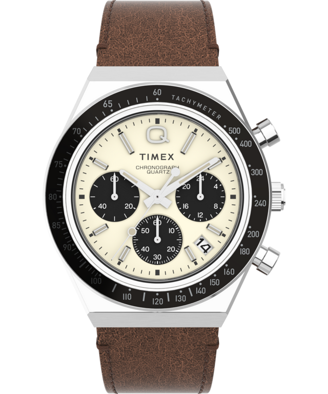 Imagen principal del reloj Q Timex Chronograph con correa de piel de 40 mm TW2V42800