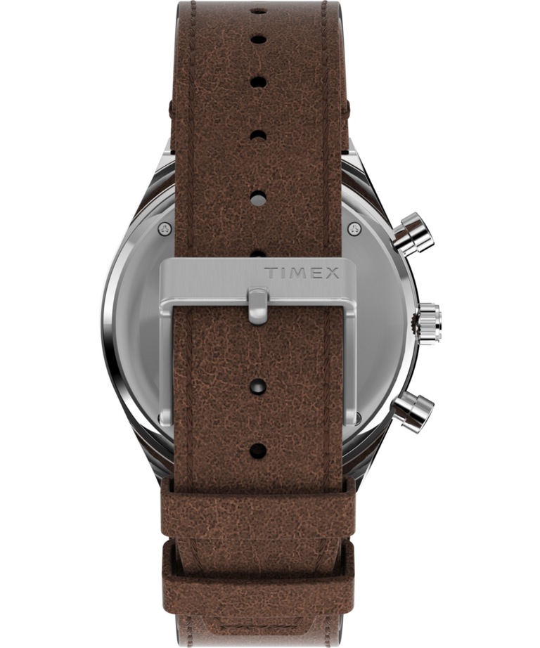 Imagen de la correa del reloj Q Timex Chronograph con correa de piel de 40 mm TW2V42800