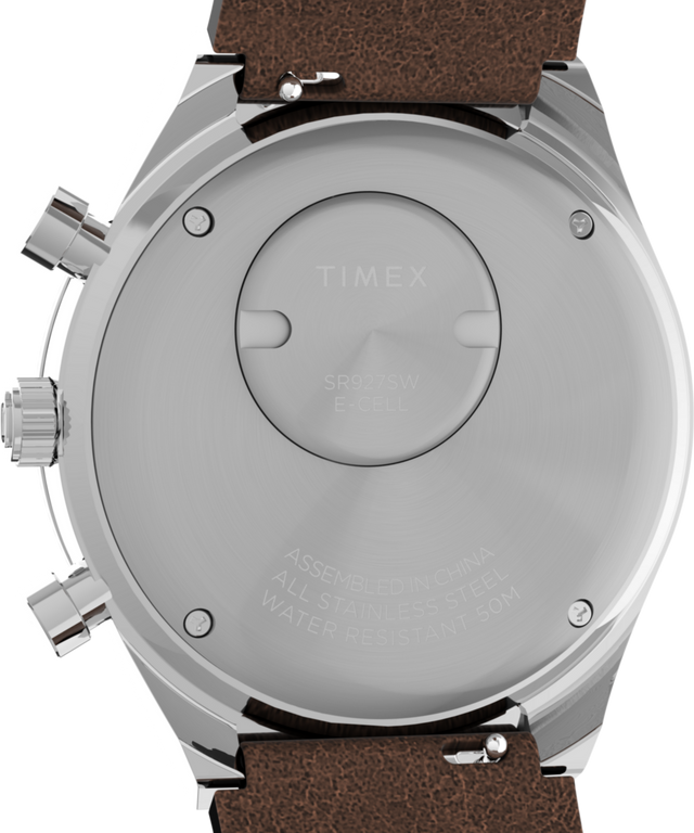 TW2V42800 Q: Imagen del fondo de la caja del reloj Timex Chronograph de 40 mm con correa de piel