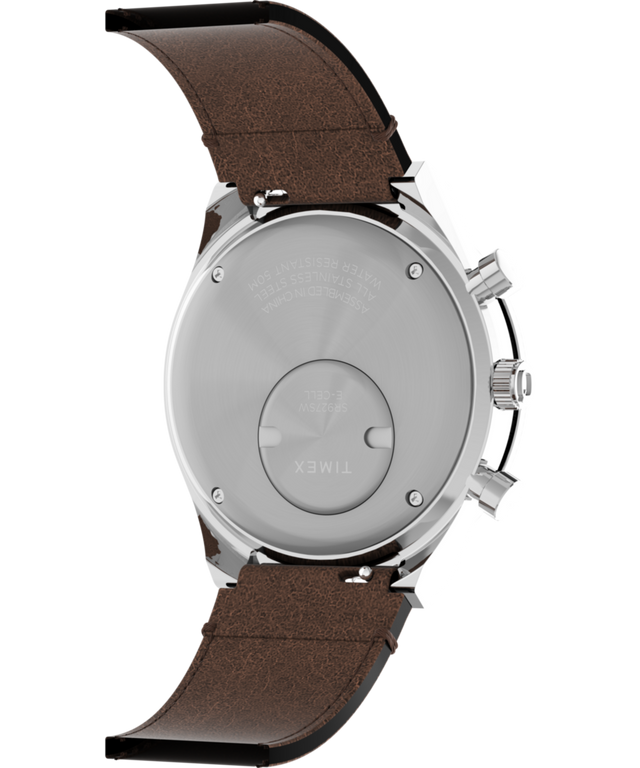 TW2V42800 Q Reloj Timex Cronógrafo de 40 mm con correa de piel. Imagen del fondo de la caja con accesorio