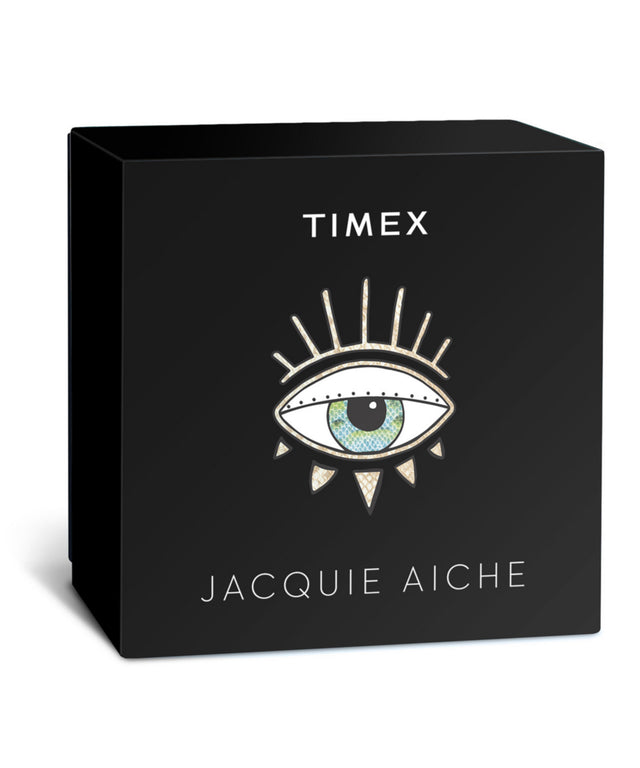 TW2V51300 Timex Legacy x Jacquie Aiche Black Sunray Dial with Tribe Eye 36mm Stainless Steel Bracelet Watch Primary Packaging Image