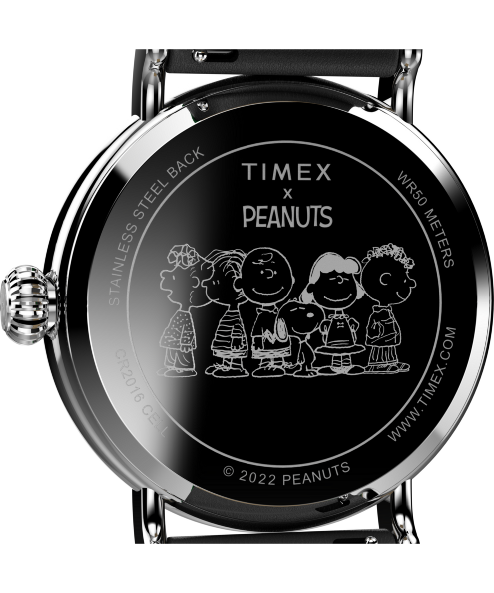 TW2V60200 Timex Standard x Peanuts Featuring Snoopy Ice Skating 40mm Leather Strap Watch Caseback Image