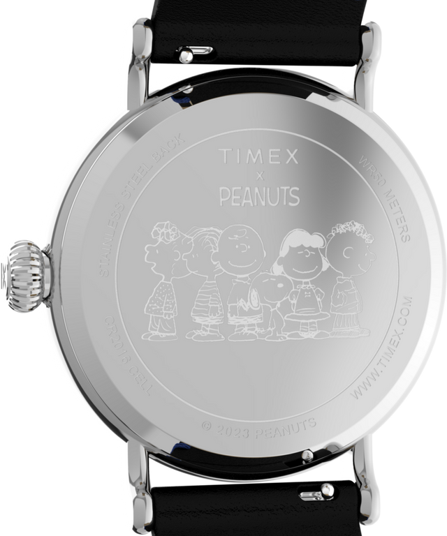 TW2V60300 Timex Standard x Peanuts Featuring Snoopy Graduation 40mm Leather Strap Watch Caseback Image