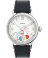 TW2V60500 Timex Standard x Peanuts Featuring Snoopy Fireworks 40mm Leather Strap Watch Primary Image