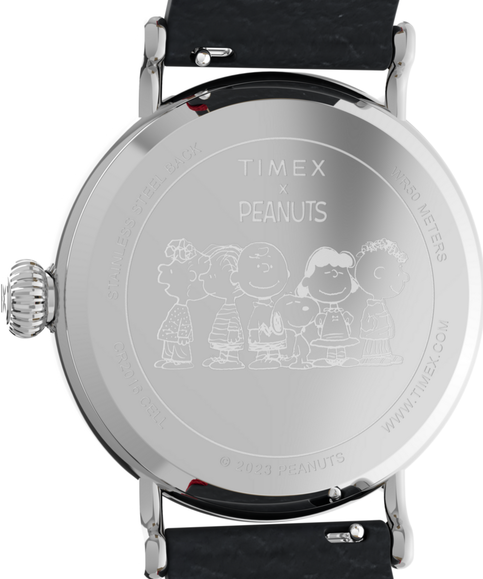 TW2V60500 Timex Standard x Peanuts Featuring Snoopy Fireworks 40mm Leather Strap Watch Caseback Image