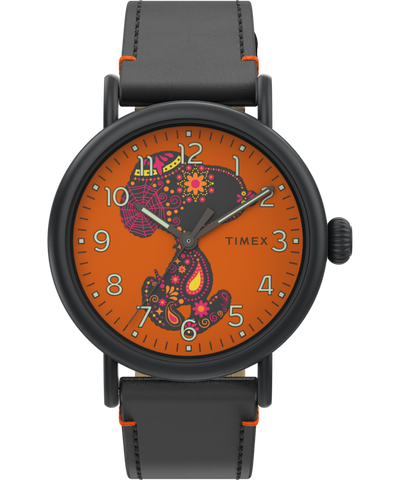 TW2V60800 Timex Standard x Peanuts Featuring Snoopy Dia de los Muertos 40mm Leather Strap Watch Primary Image