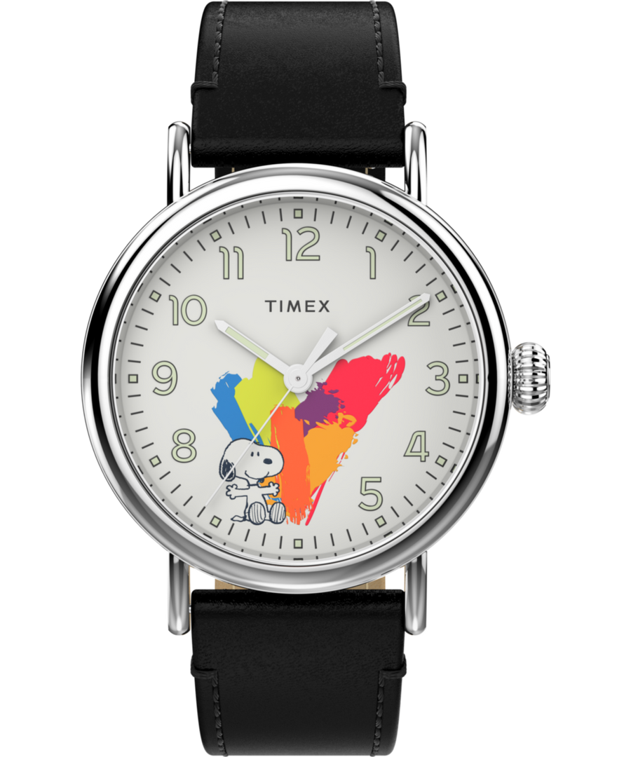 TW2V60900 Timex Standard x Peanuts Dream in Color 40mm Leather Strap Watch Primary Image