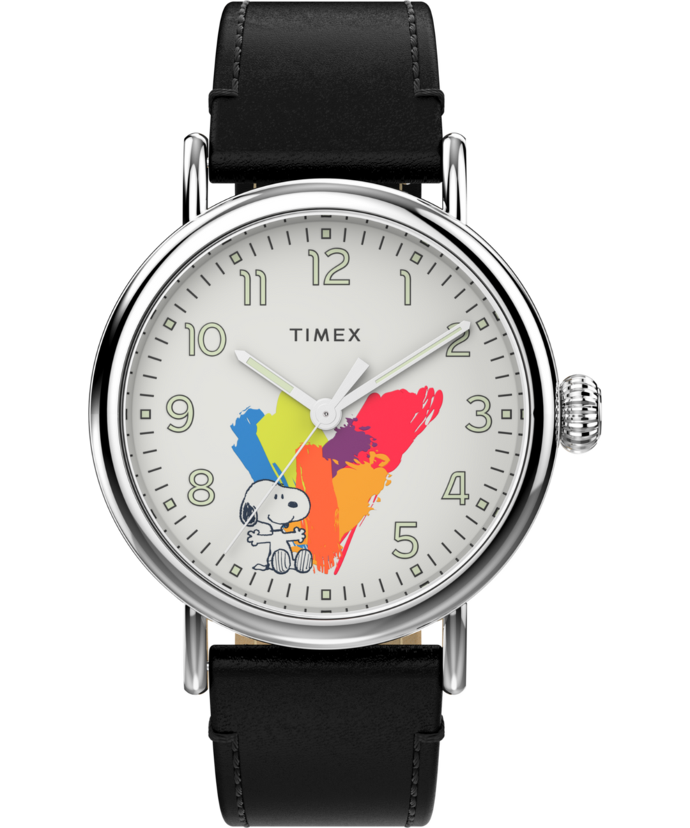 TW2V60900 Timex Standard x Peanuts Dream in Color 40mm Leather Strap Watch Primary Image