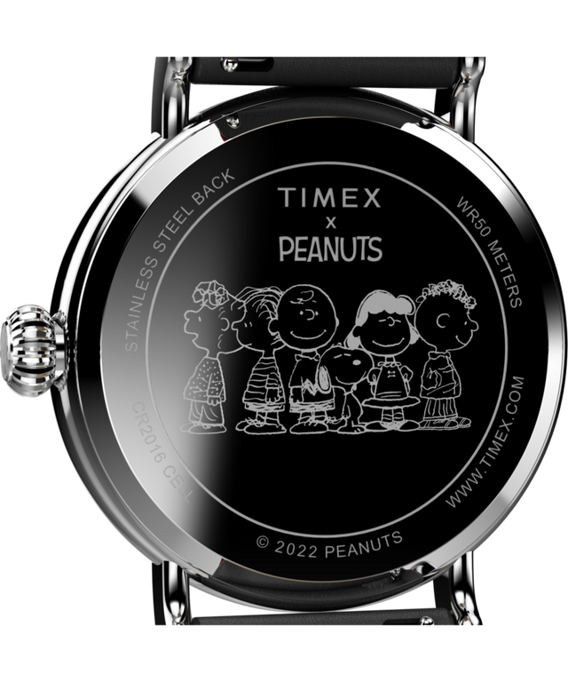 TW2V61100 Timex Standard x Peanuts Featuring Snoopy Holiday 40mm Leather Strap Watch Caseback Image