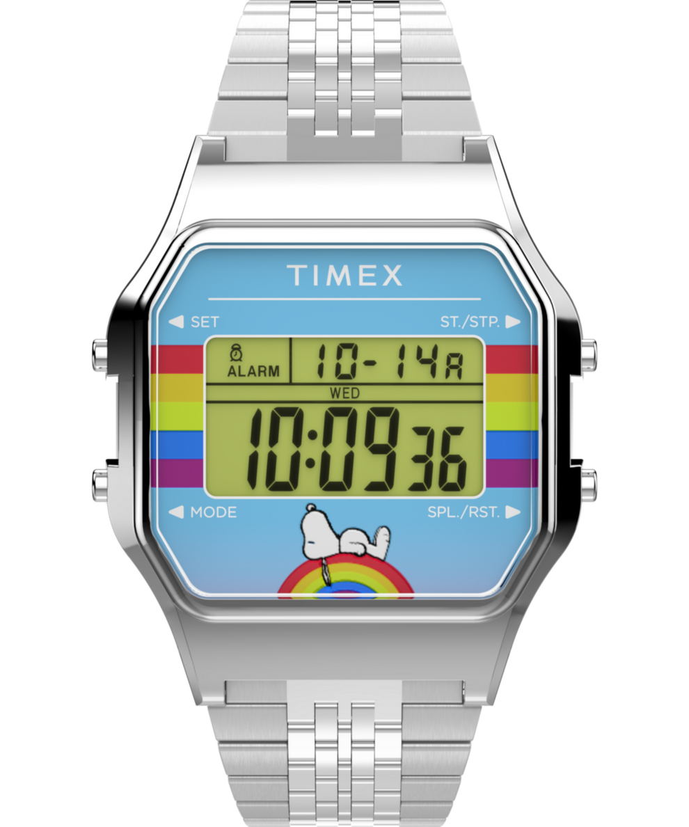 TW2V61300 Timex T80 x Peanuts Dream in Color 34mm Stainless Steel Bracelet Watch Primary Image