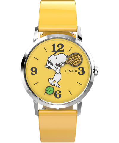 TW2V63300 Timex Marlin® Hand-Wound x Snoopy Tennis Reissue 34mm Leather Strap Watch Primary Image