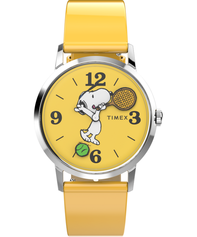 TW2V63300 Timex Marlin® Hand-Wound x Snoopy Tennis Reissue 34mm Leather Strap Watch Primary Image