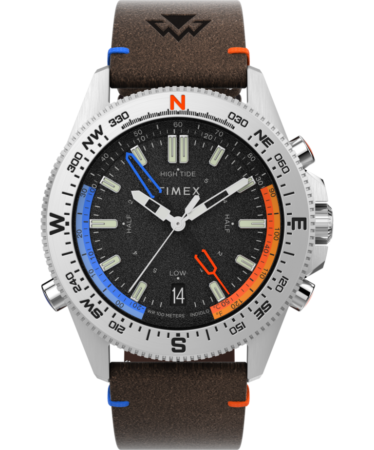 TW2V64400 Expedition: reloj de 43 mm con indicador de marea, temperatura y brújula, y correa de cuero ecológico. Imagen principal