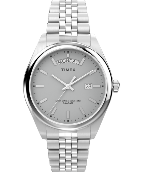 タイメックス レガシー デイデイト グレー 41mm　TW2V67900VK Timex Legacy Day and Date 41mm Stainless Steel Bracelet Watch
