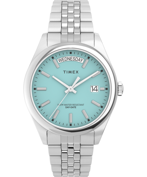 (美品)TIMEX ターコイズブルー/ティファニーブルー TW2V68400 Timex Legacy Day and Date 36mm Stainless Steel Bracelet Watch