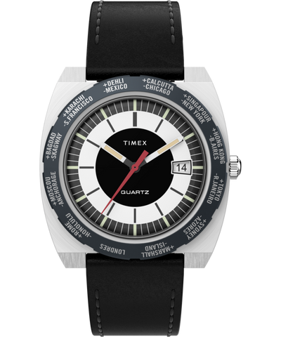 TW2V69500 Timex World Time 1972 Reissue 39mm Leather Strap Watch Primary Image