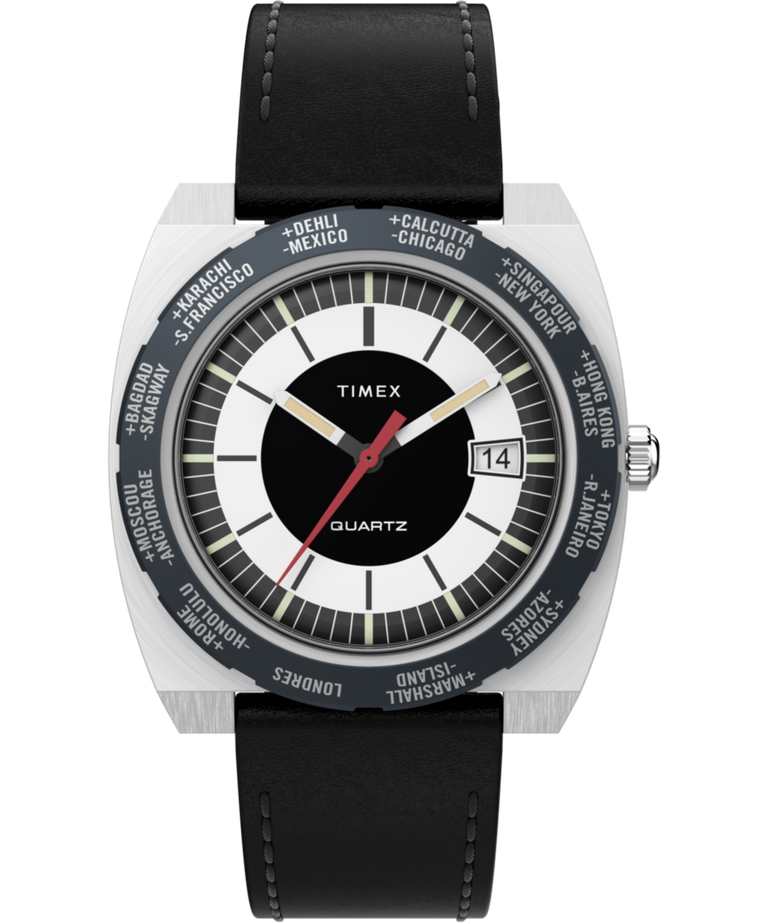 TW2V69500 Timex World Time 1972 Reissue 39mm Leather Strap Watch Primary Image
