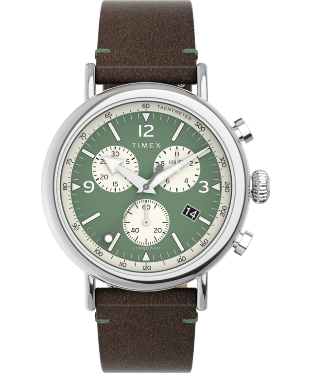 TW2V71000 Timex Standard Chronograph 41mm Eco-Friendly Leather Strap Watch Primary Image