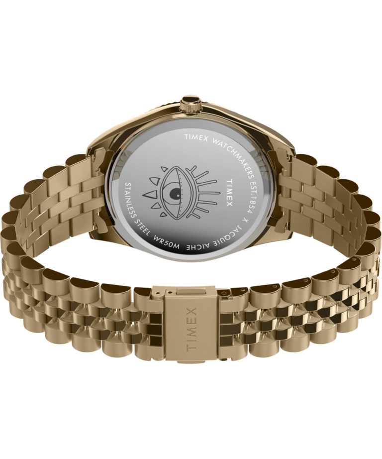 TW2V73000 Timex Legacy x Jacquie Aiche Malachite Tribe Eye 36mm Watch Caseback with Attachment Image
