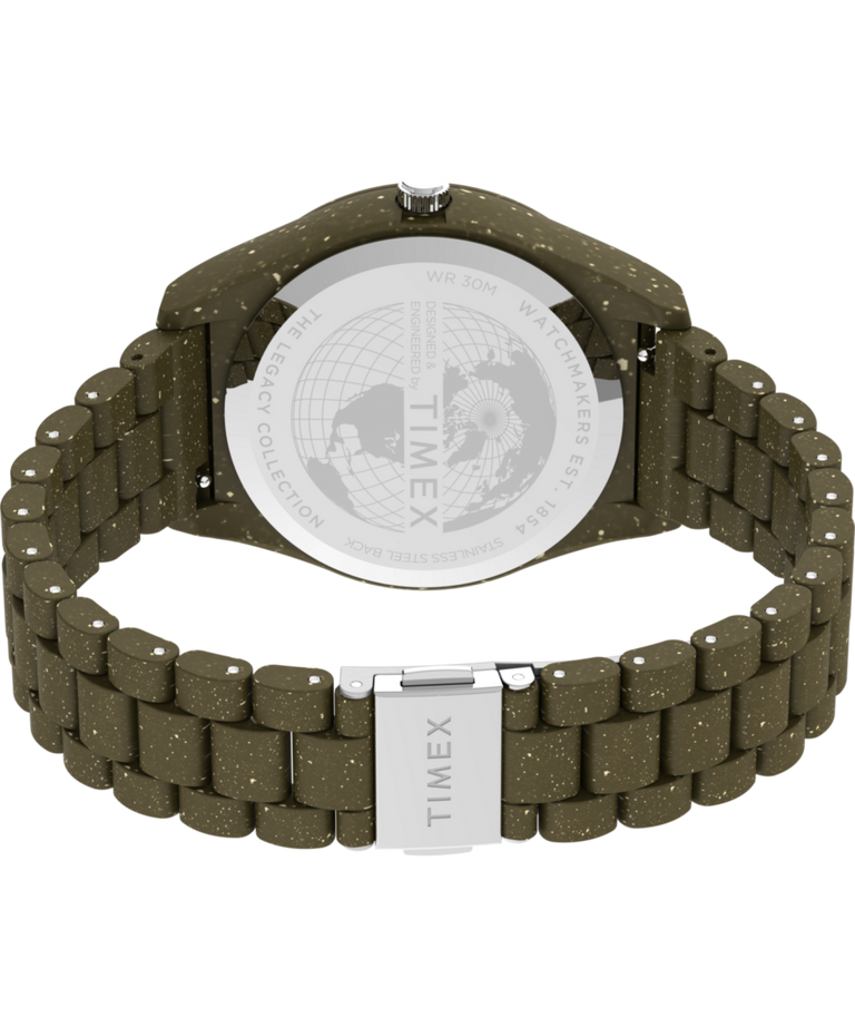 TW2V77100 Timex Legacy Ocean 42mm Recycled Plastic Bracelet Watch Caseback with Attachment Image
