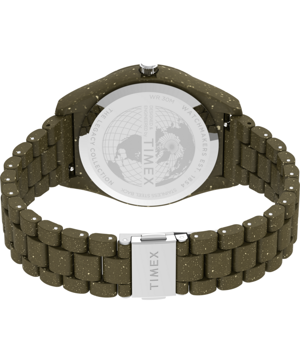 TW2V77100 Timex Legacy Ocean 42mm Recycled Plastic Bracelet Watch Caseback with Attachment Image