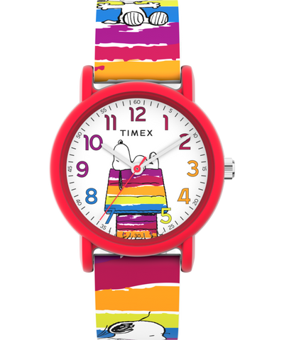 TW2V77700 Timex x Peanuts Rainbow Paint 36mm Silicone Strap Watch Primary Image