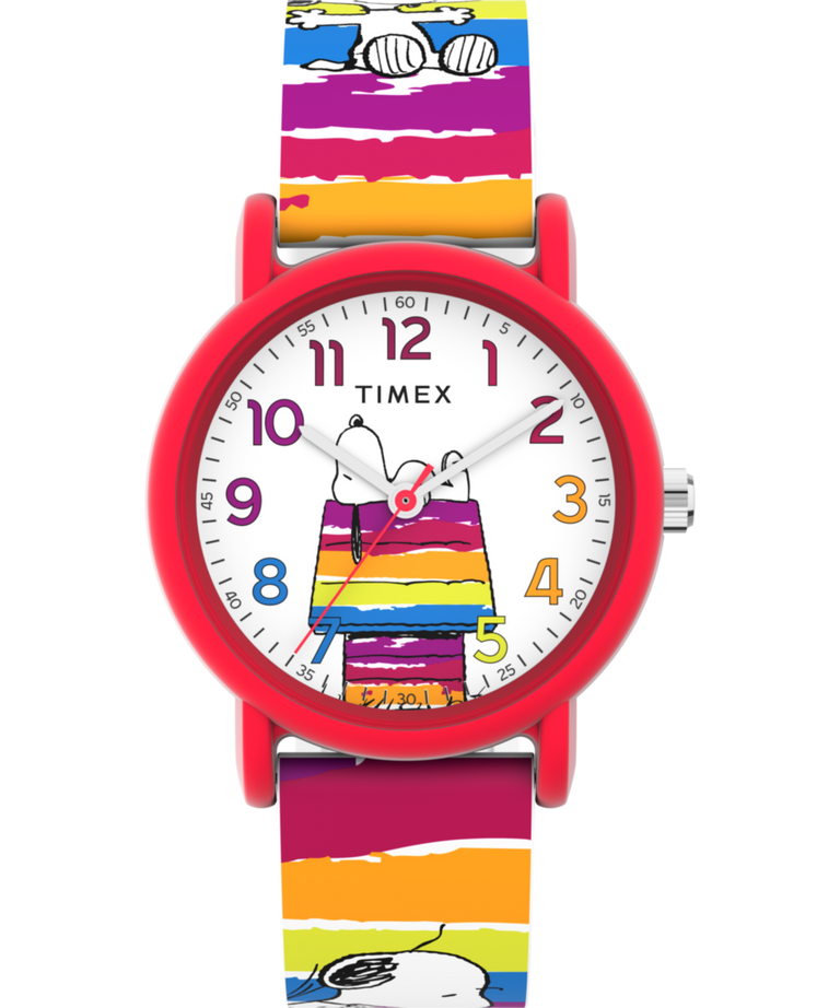 TW2V77700 Timex x Peanuts Rainbow Paint 36mm Silicone Strap Watch Primary Image