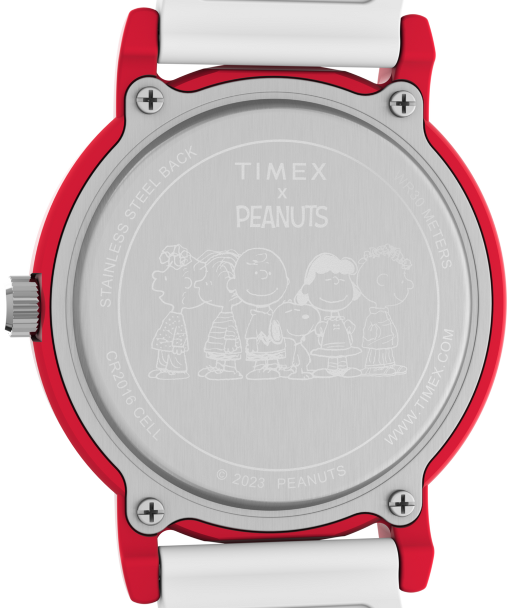 TW2V77700 Timex x Peanuts Rainbow Paint 36mm Silicone Strap Watch Caseback Image