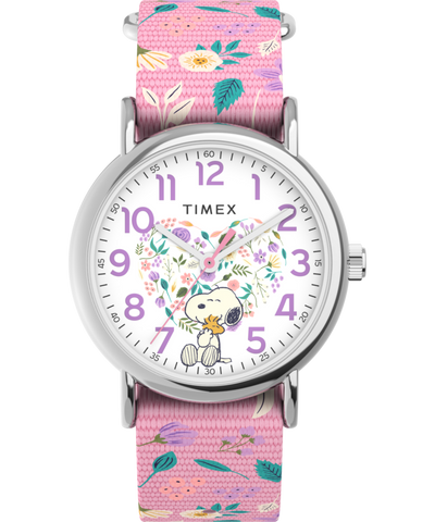 TW2V77800 Timex Weekender x Peanuts In Bloom 38mm Fabric Strap Watch Primary Image