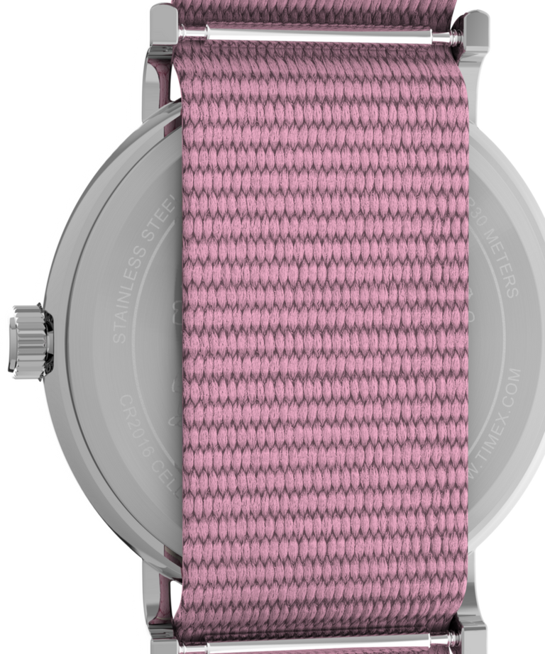 TW2V77800 Peanuts® x Timex Weekender In Bloom 38mm Fabric Strap Watch Caseback Image