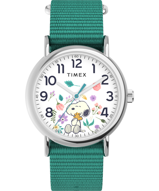 TW2V78000 Timex Weekender x Peanuts In Bloom 38mm Fabric Strap Watch Primary Image