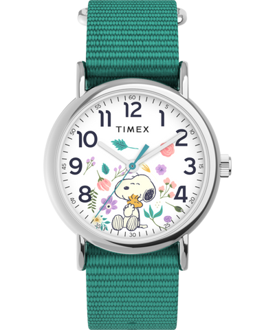 TW2V78000 Timex Weekender x Peanuts In Bloom 38mm Fabric Strap Watch Primary Image