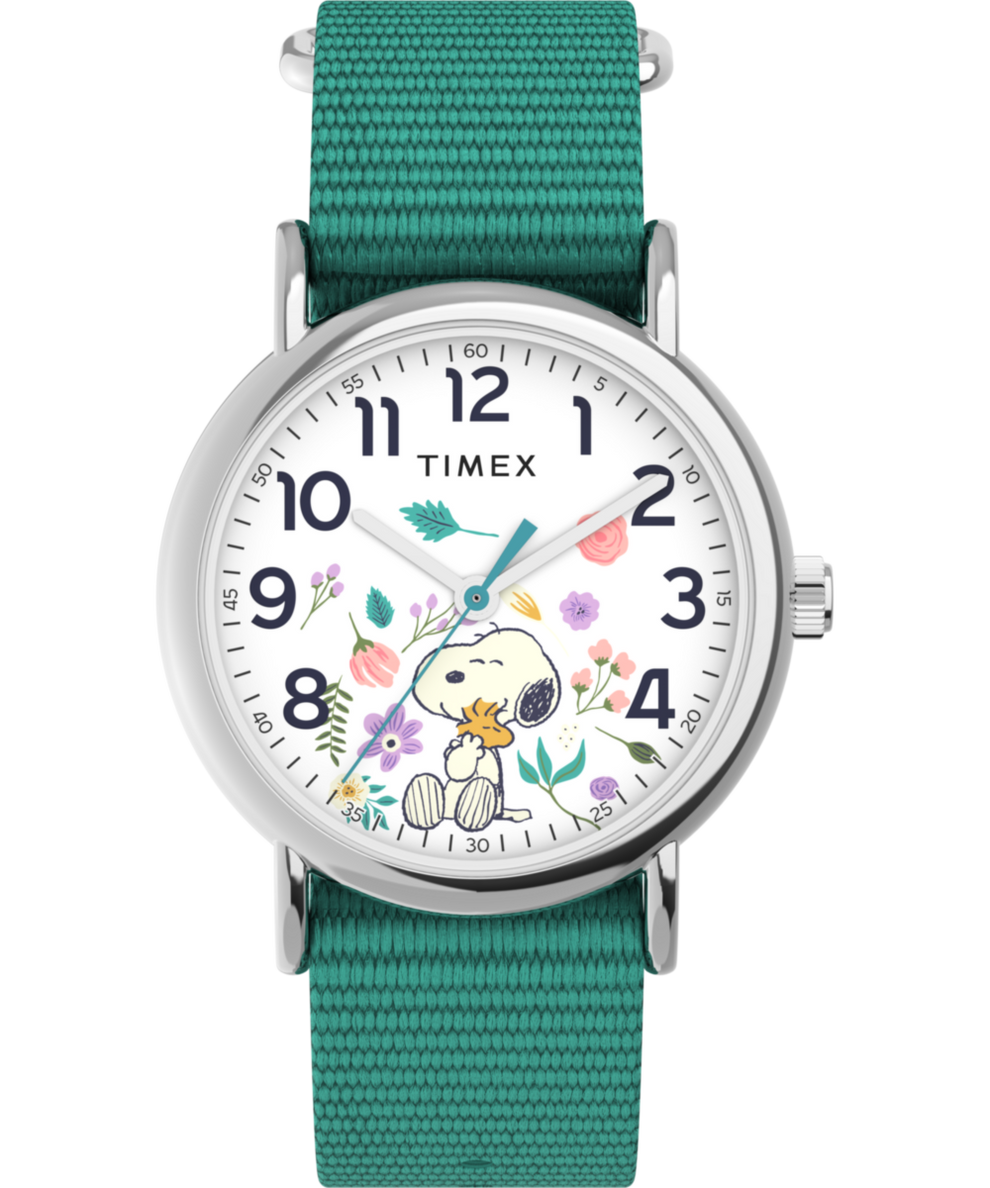 TW2V78000 Timex Weekender x Peanuts In Bloom 38mm Fabric Strap Watch Primary Image