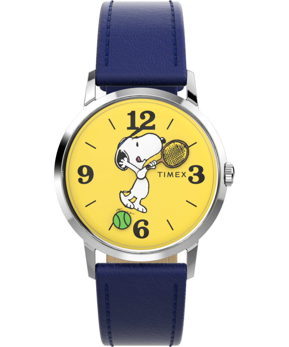 TW2V88400 Timex Marlin® Hand-Wound x Snoopy Tennis 34mm Leather Strap Watch Primary Image