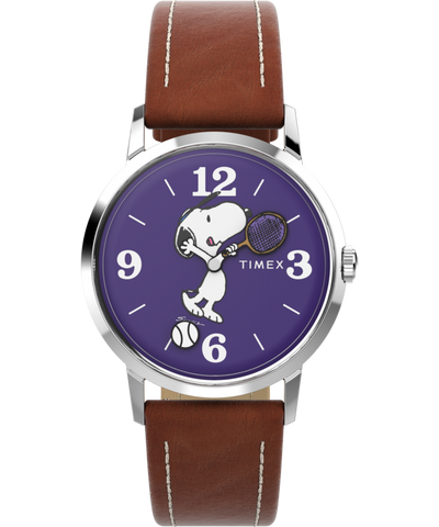 TW2V88500 Timex Marlin® Hand-Wound x Snoopy Tennis 34mm Leather Strap Watch Primary Image