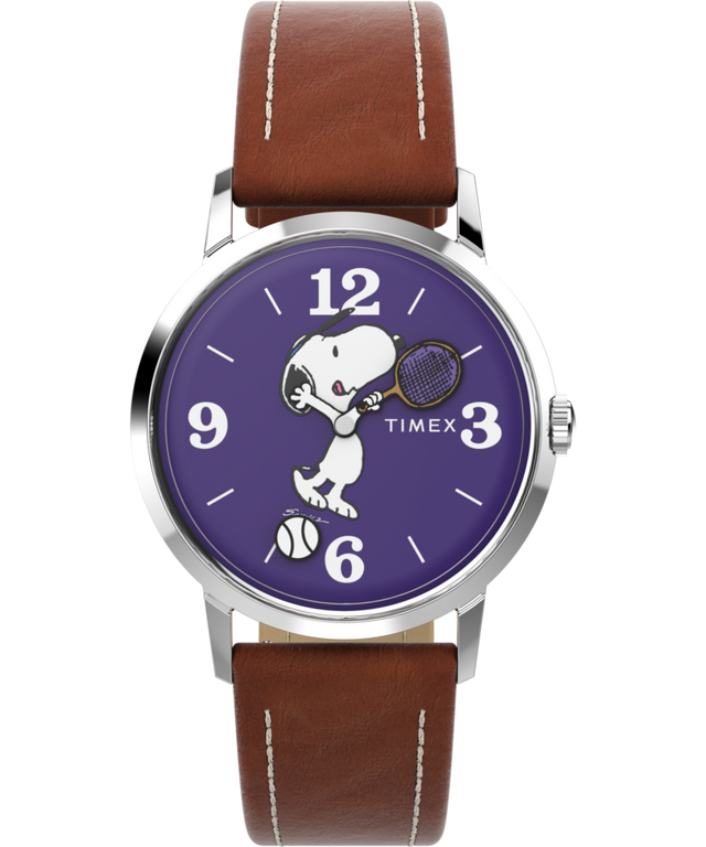 TW2V88500 Timex Marlin® Hand-Wound x Snoopy Tennis 34mm Leather Strap Watch Primary Image