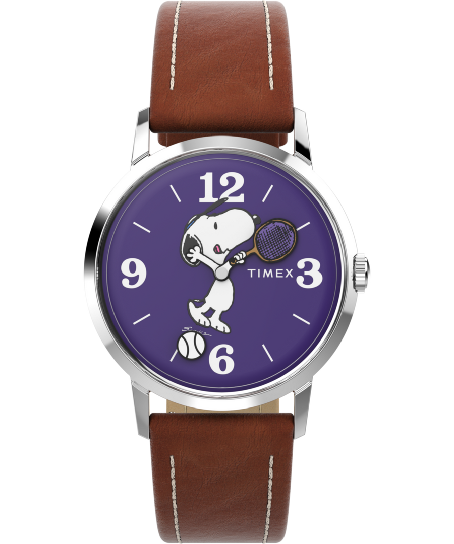 TW2V88500 Timex Marlin® Hand-Wound x Snoopy Tennis 34mm Leather Strap Watch Primary Image